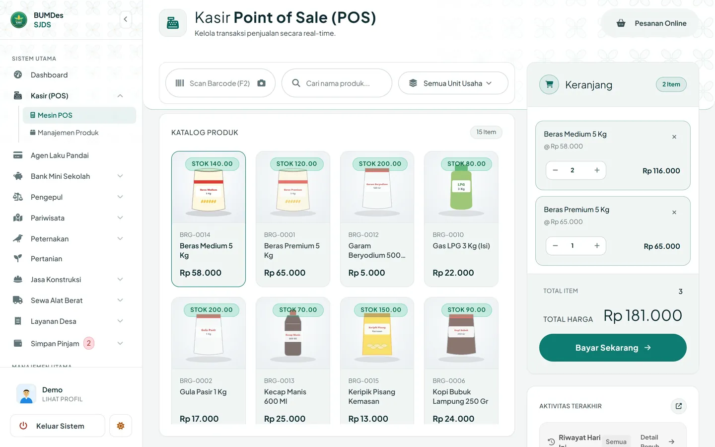 Kasir POS Sik-BUMDesGo Lisensi Selamanya — Bayar Sekali, Terpasang di Server Sendiri